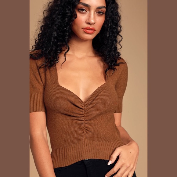 Lulus Tops - Puff Sleeve Cropped Sweater Top
